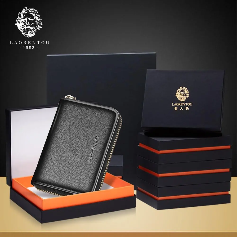 LAORENTOU Men Wallet Genuine Leather Card Holder for Men | Slim, Full-Grain Cowhide, RFID-Blocking (Black) - view 5