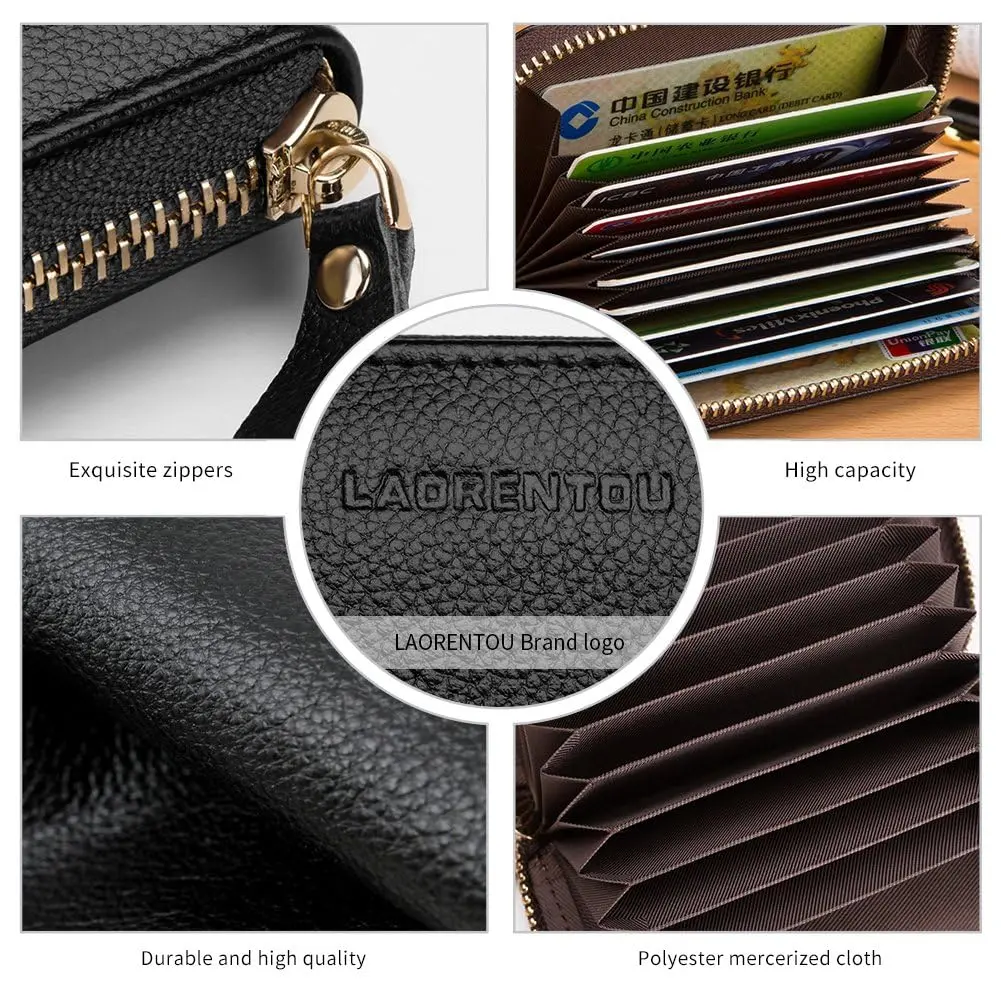 LAORENTOU Men Wallet Genuine Leather Card Holder for Men | Slim, Full-Grain Cowhide, RFID-Blocking (Black) - view 6