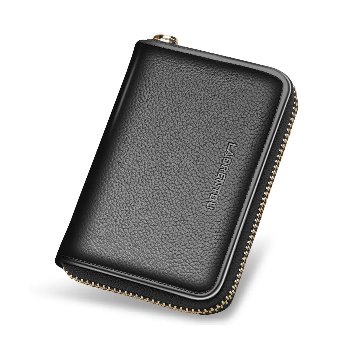 LAORENTOU Men Wallet Genuine Leather Card Holder for Men | Slim, Full-Grain Cowhide, RFID-Blocking (Black) - view 2