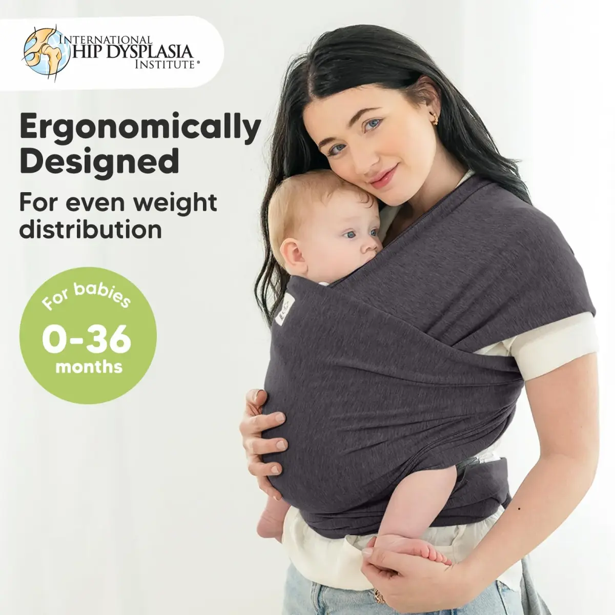 KeaBabies Original Baby Wrap Carrier - Mystic Gray, One Size | IHDI Certified, Breathable Fabric - view 2