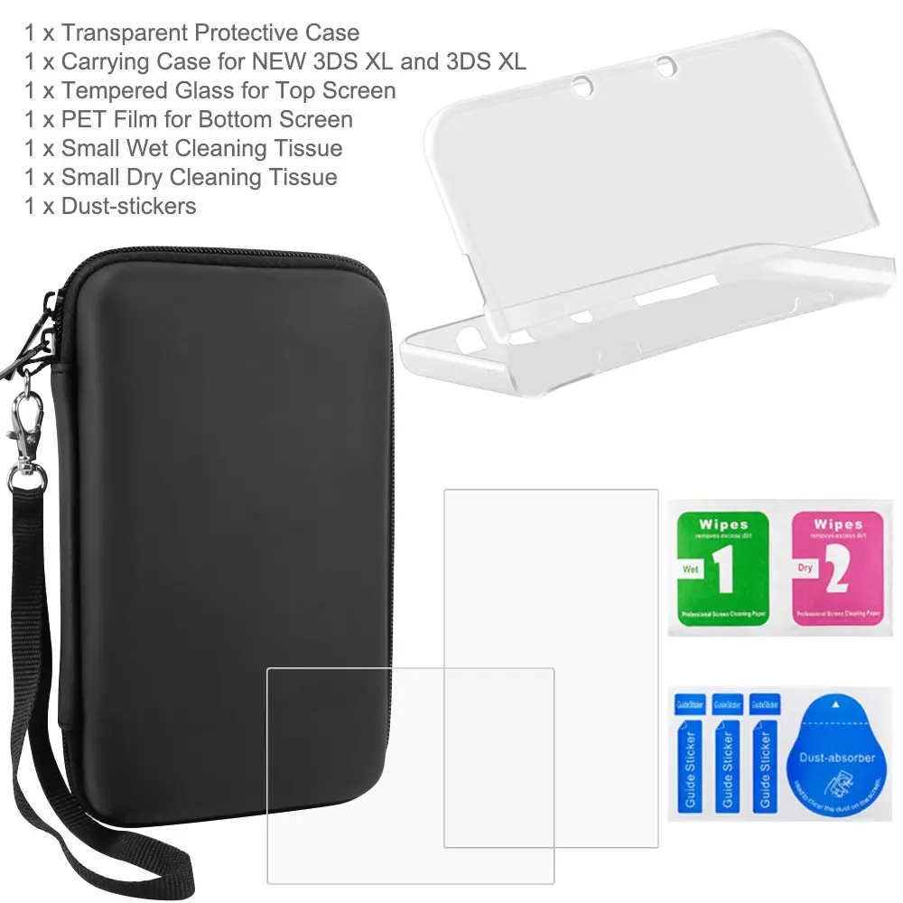 AFUNTA Hard Shell Travel Case for NEW 3DS XL & 3DS XL with Crystal Cover & Screen Protectors | Fits 2 Consoles & Accessories - view 3