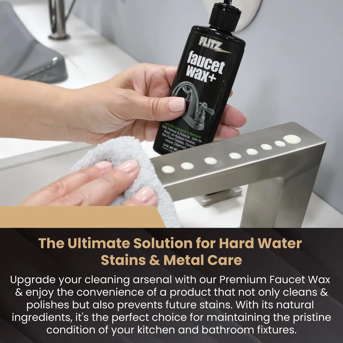 FLITZ Faucet Wax Plus - 3.4oz USA-Made Water-Based Metal & Granite Polish for Water Stains & Fingerprints - view 7