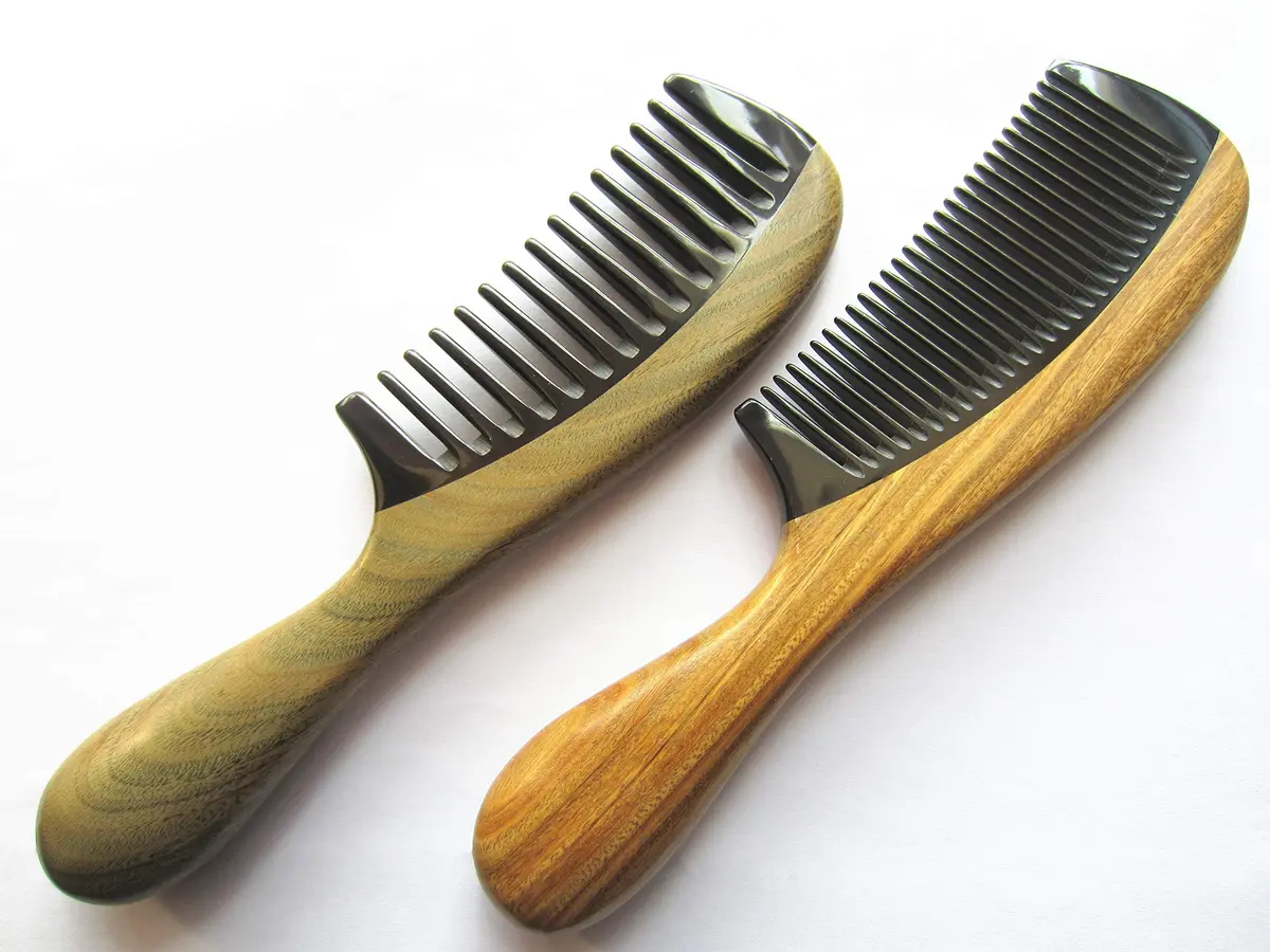 Myhsmooth Handmade No Static Buffalo Horn Comb Pack of 2 | Natural Scalp Massage & Anti-Static - main product image