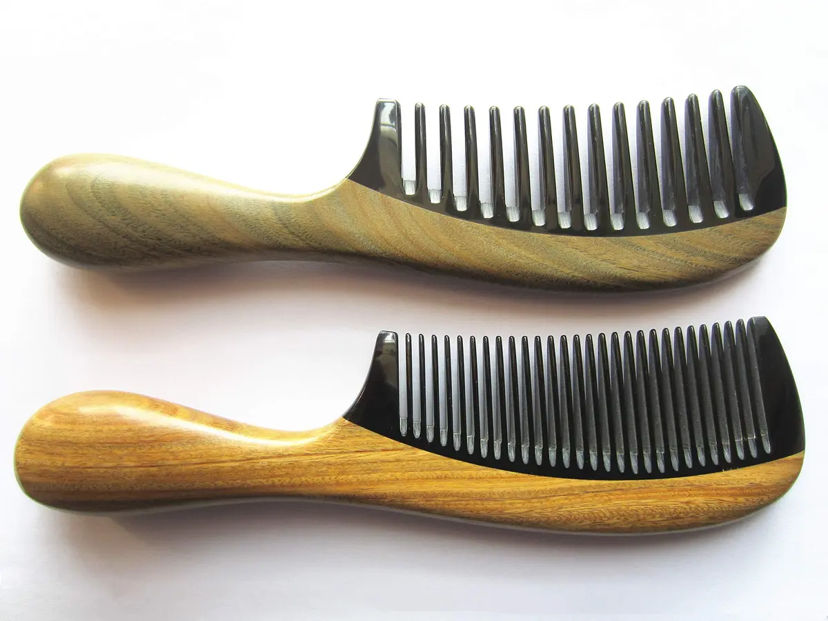Myhsmooth Handmade No Static Buffalo Horn Comb Pack of 2 | Natural Scalp Massage & Anti-Static - view 2