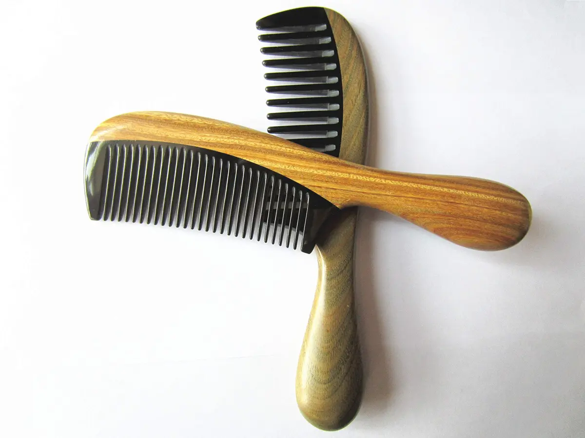 Myhsmooth Handmade No Static Buffalo Horn Comb Pack of 2 | Natural Scalp Massage & Anti-Static - view 4
