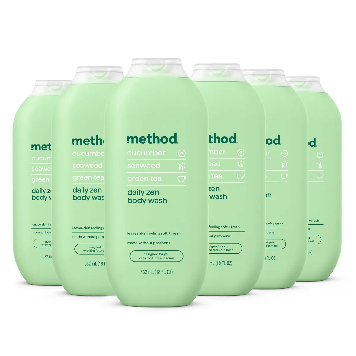 method Daily Zen Body Wash | 18 fl oz (532ml) Pack of 6 | Hydrating & Moisturizing for All Skin Types - main product image
