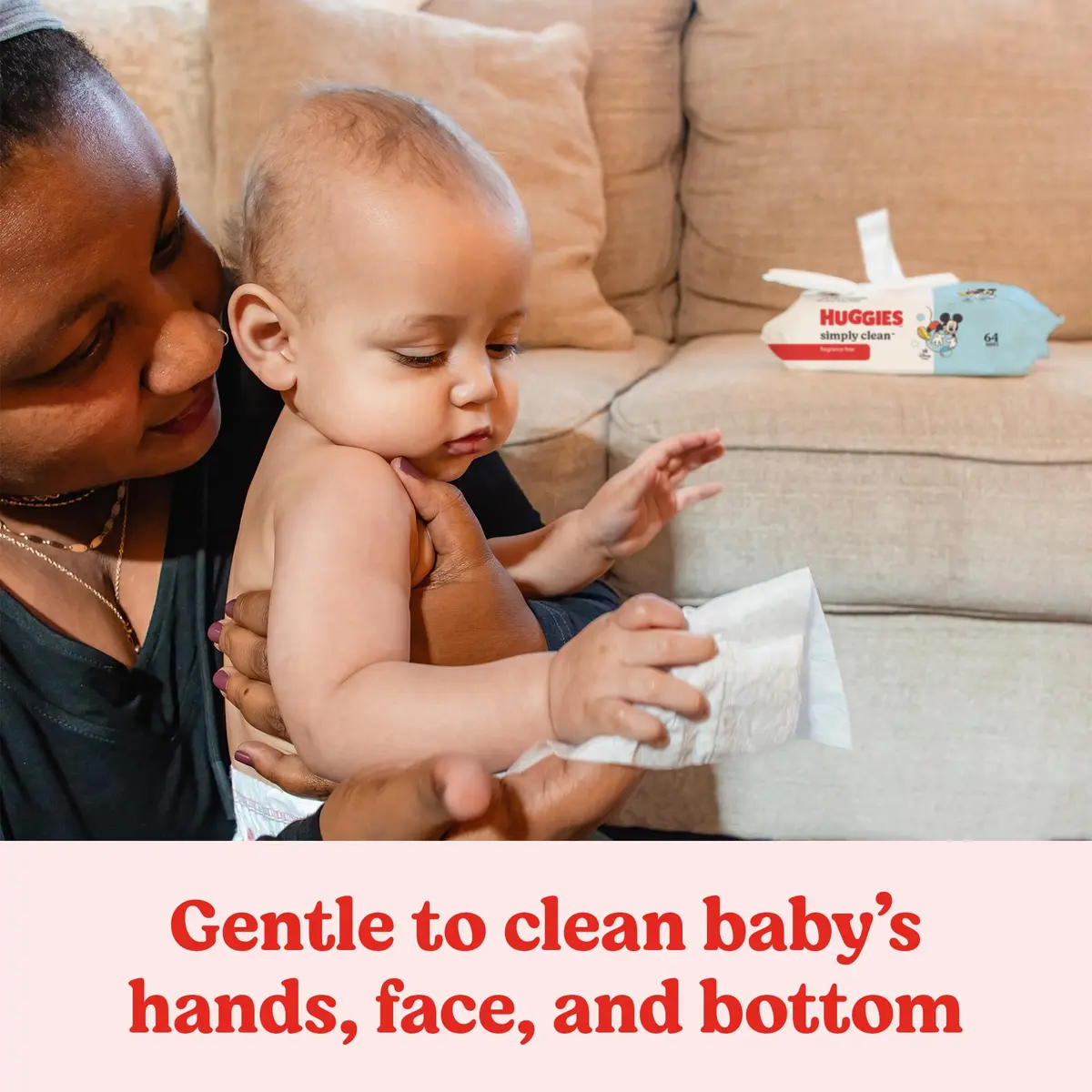 Huggies Simply Clean Baby Wipes, Unscented, 64 Wipes | Hypoallergenic & pH Balanced for Sensitive Skin - view 6