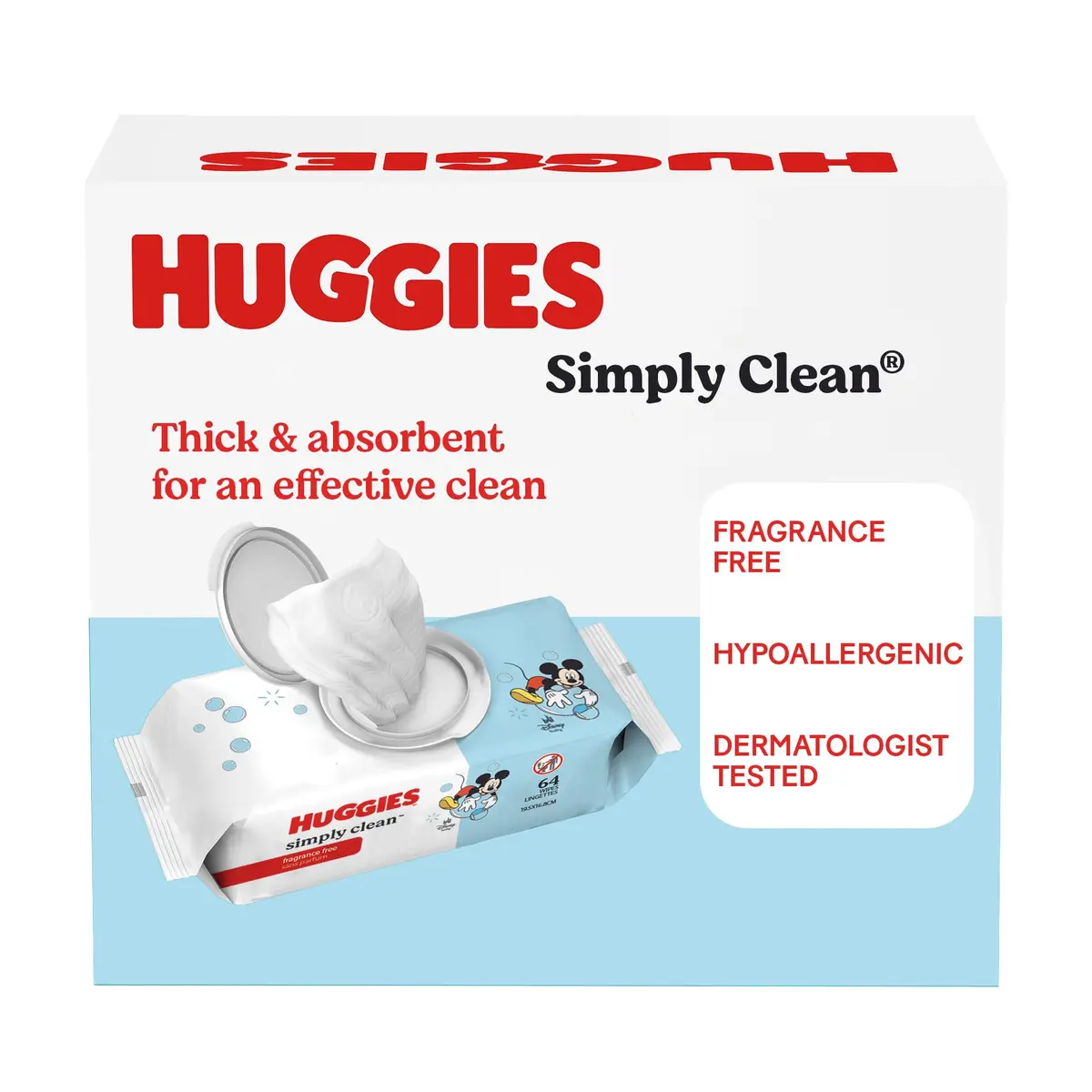 Huggies Simply Clean Baby Wipes, Unscented, 64 Wipes | Hypoallergenic & pH Balanced for Sensitive Skin - view 7