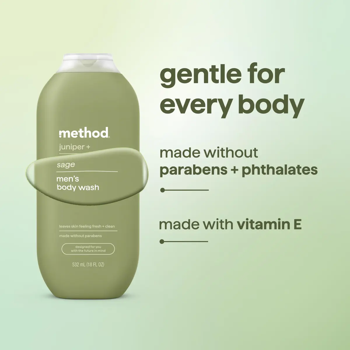 Method Men’s Body Wash, Juniper + Sage, 18 fl oz | Rich, Creamy Lather, Gentle for All Skin Types - view 6