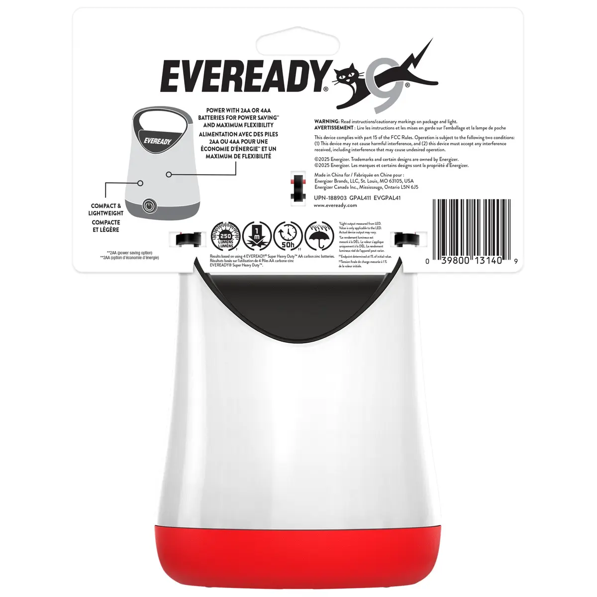 Eveready Red Electric Camping Lantern X-250 | 100 Hour Runtime, Water Resistant - view 7