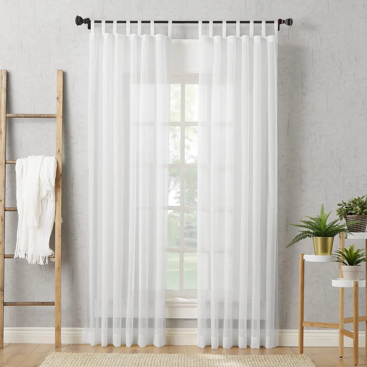 No. 918 Emily Sheer Voile Tab Top Curtain Panel, 59" x 84", White | Light-Filtering Sheer Fabric for Elegant Windows - view 5