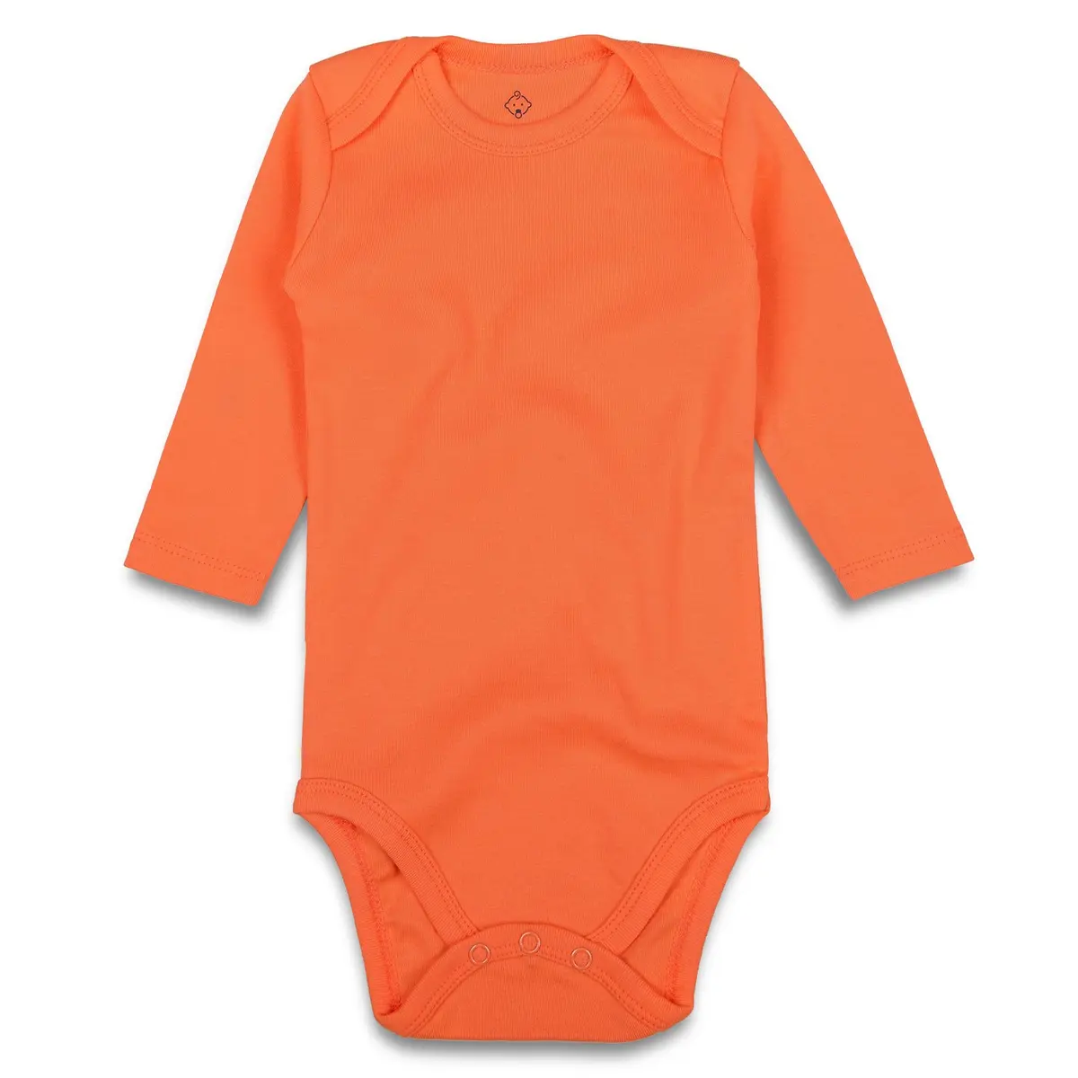 ROMPERINBOX Unisex Solid Baby Bodysuit 0-24 Months (3-6 months, Orange long sleeve) | Soft Cotton, Easy Diaper Change - main product image