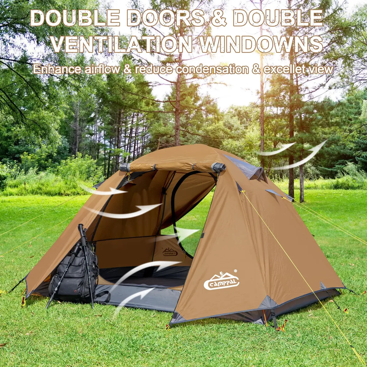 Camppal 2-3 Person Backpacking Tent Waterproof Windproof 4 Season | Easy Setup for Camping & Hiking - view 4