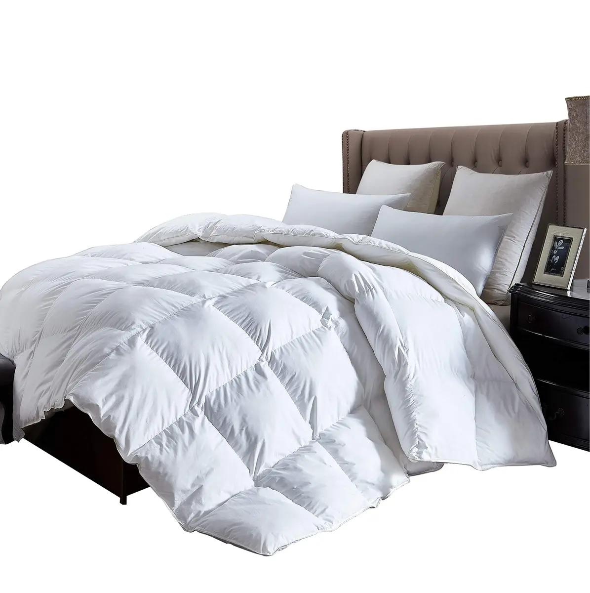 Egyptian Cotton Factory Store King Size Comforter | All Season Lightweight Down & Feather Fill, 42 oz, 1200 Thread Count, Egyptian Cotton, White - main product image