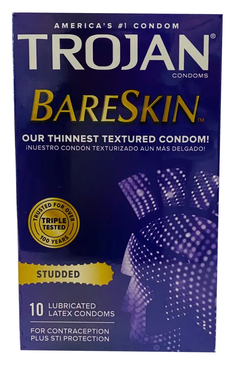 Trojan BareSkin Studded Latex Condoms - 40 Count (Pack of 10) | Maximum Sensitivity & Stimulation - main product image