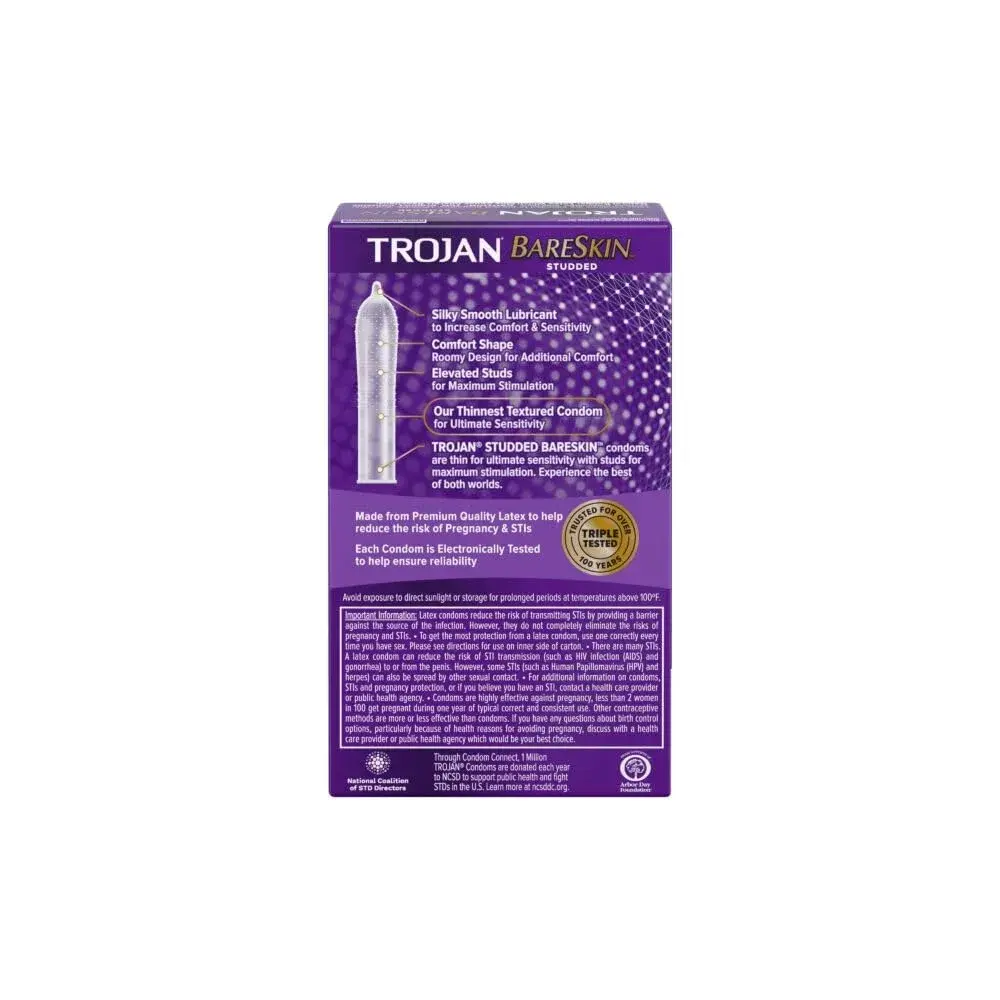 Trojan BareSkin Studded Latex Condoms - 40 Count (Pack of 10) | Maximum Sensitivity & Stimulation - view 2