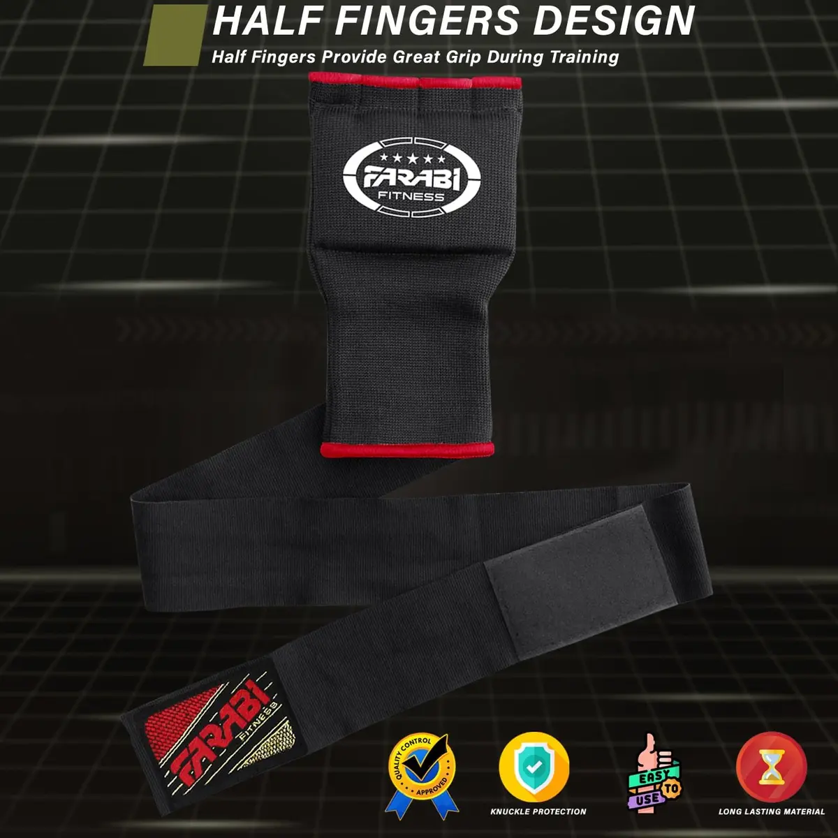 Farabi Sports Kids Hybrid Boxing Inner Gloves Black | Shock Absorbing Gel Padding for Safe Training - view 4