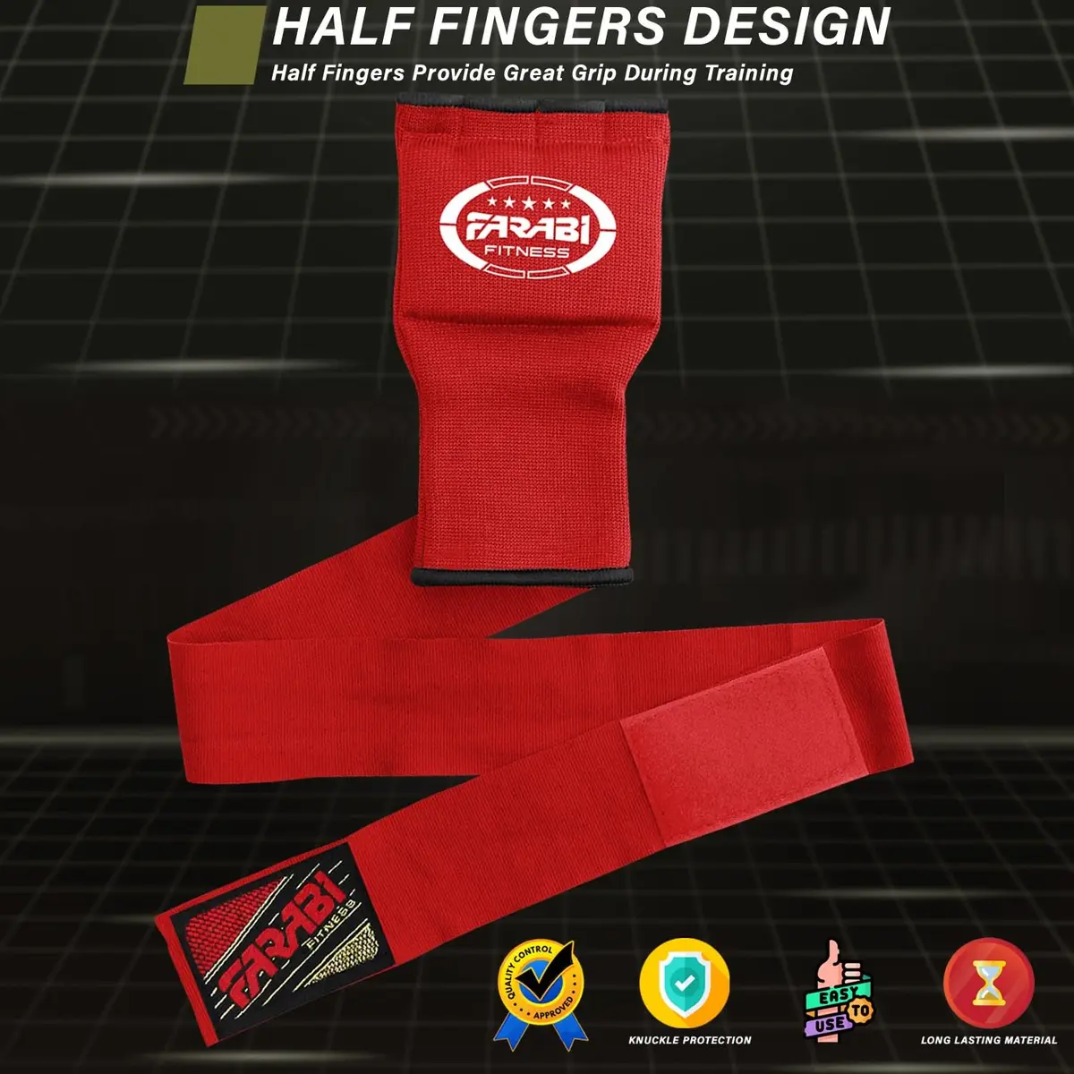 Farabi Sports Kids Hybrid Boxing Inner Gloves Red | Shock Absorption & Comfort for Young Fighters - view 4