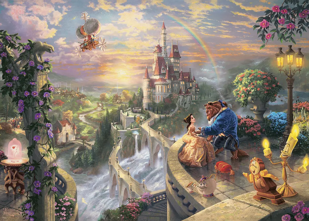 Tenyo 2000 Piece Jigsaw Puzzle Beauty and The Beast Falling in Love | Disney Thomas Kinkade (73.4 x 102 cm) - main product image