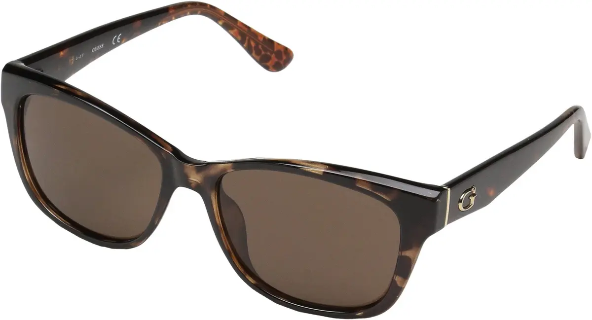 GUESS Women's Square Sunglasses Dark Havana Classic Style | Brown Lenses, 54mm Eye Size, Lightweight Plastic Frame - main product image