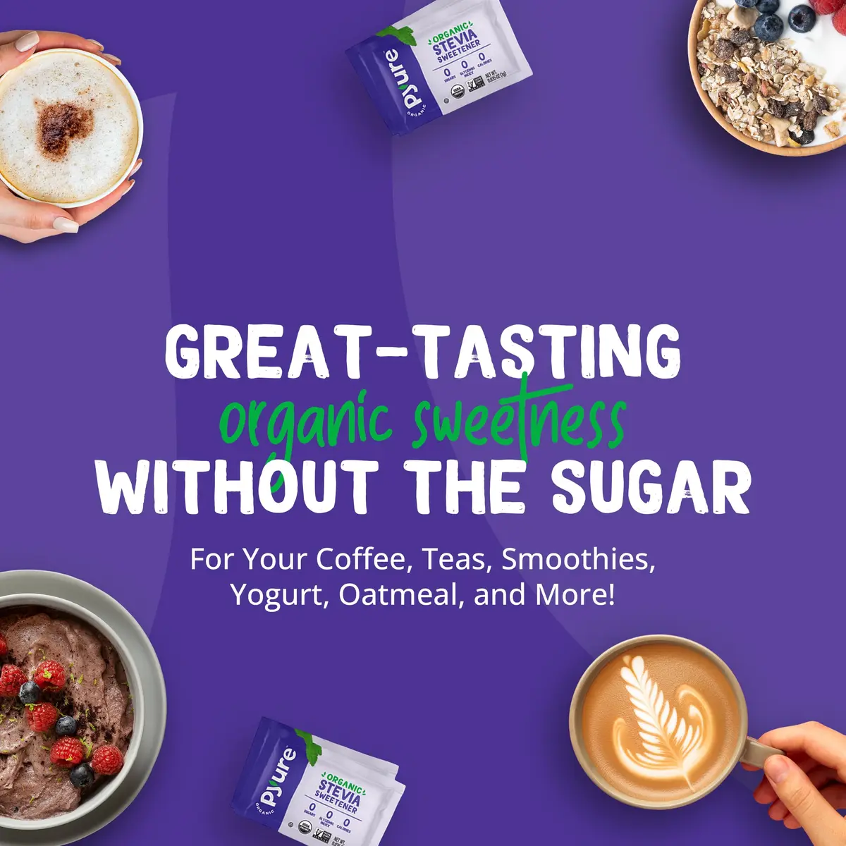 Pyure Organic Stevia Packets Zero Calorie Sweetener 80 Count | USDA Organic & Non-GMO Verified - view 5