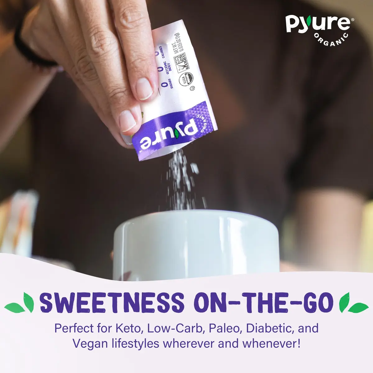 Pyure Organic Stevia Packets Zero Calorie Sweetener 80 Count | USDA Organic & Non-GMO Verified - view 9