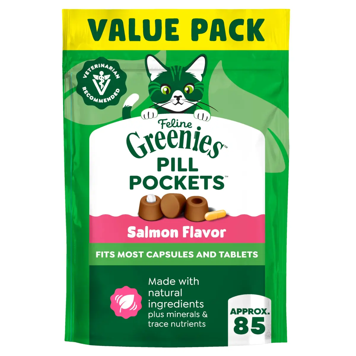 Greenies Feline Pill Pockets Salmon Flavor 85 Count | Vet-Recommended Cat Treats for Hiding Pills - main product image