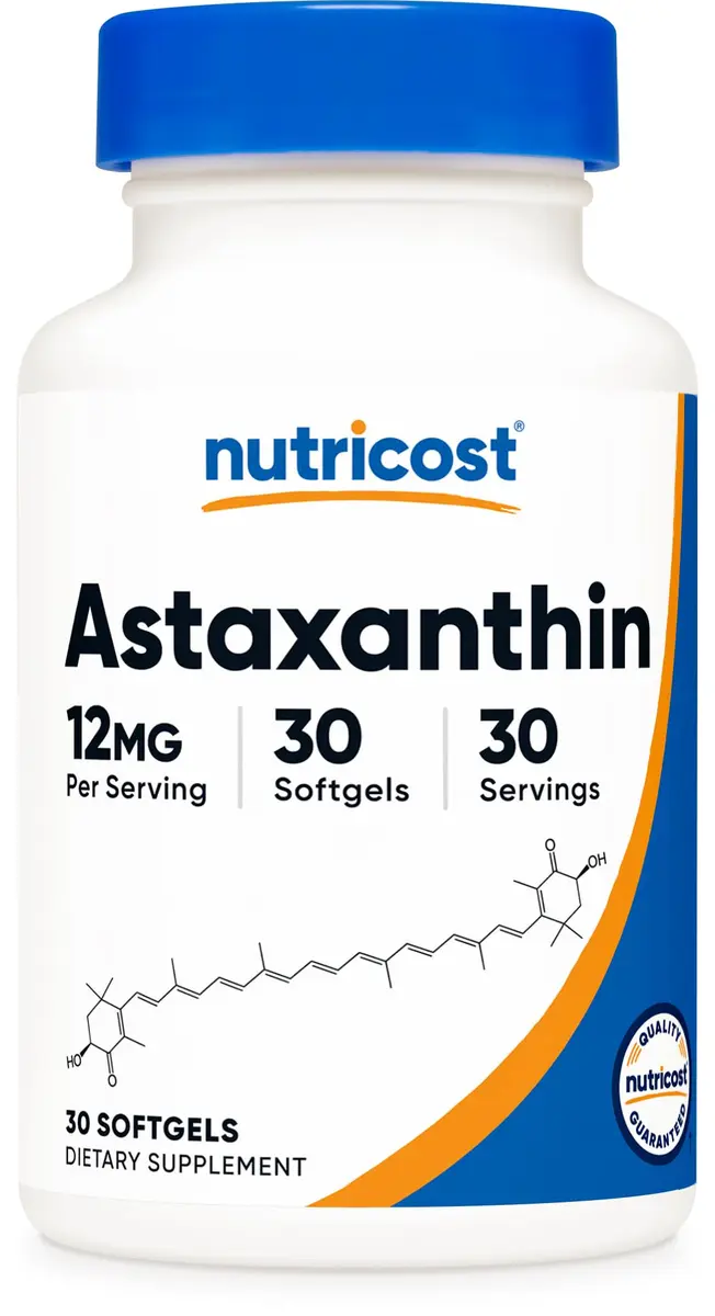 Nutricost Astaxanthin (12mg) 30 Softgels | Gluten-Free Nutritional Supplement for Wellness - main product image