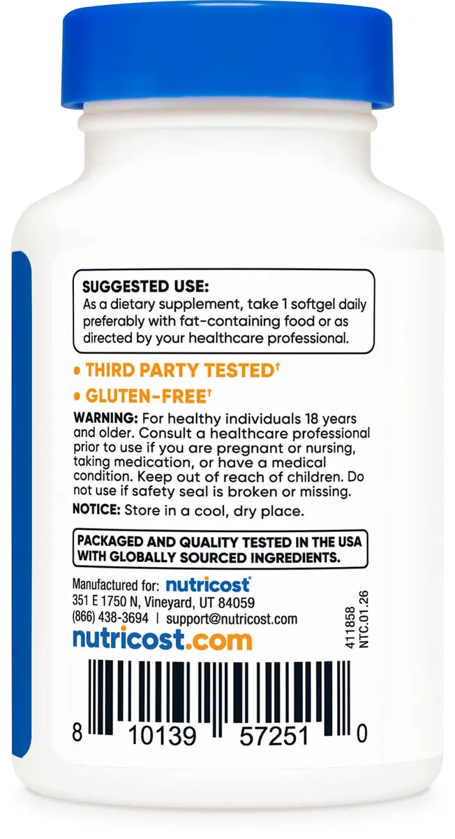 Nutricost Astaxanthin (12mg) 30 Softgels | Gluten-Free Nutritional Supplement for Wellness - view 5