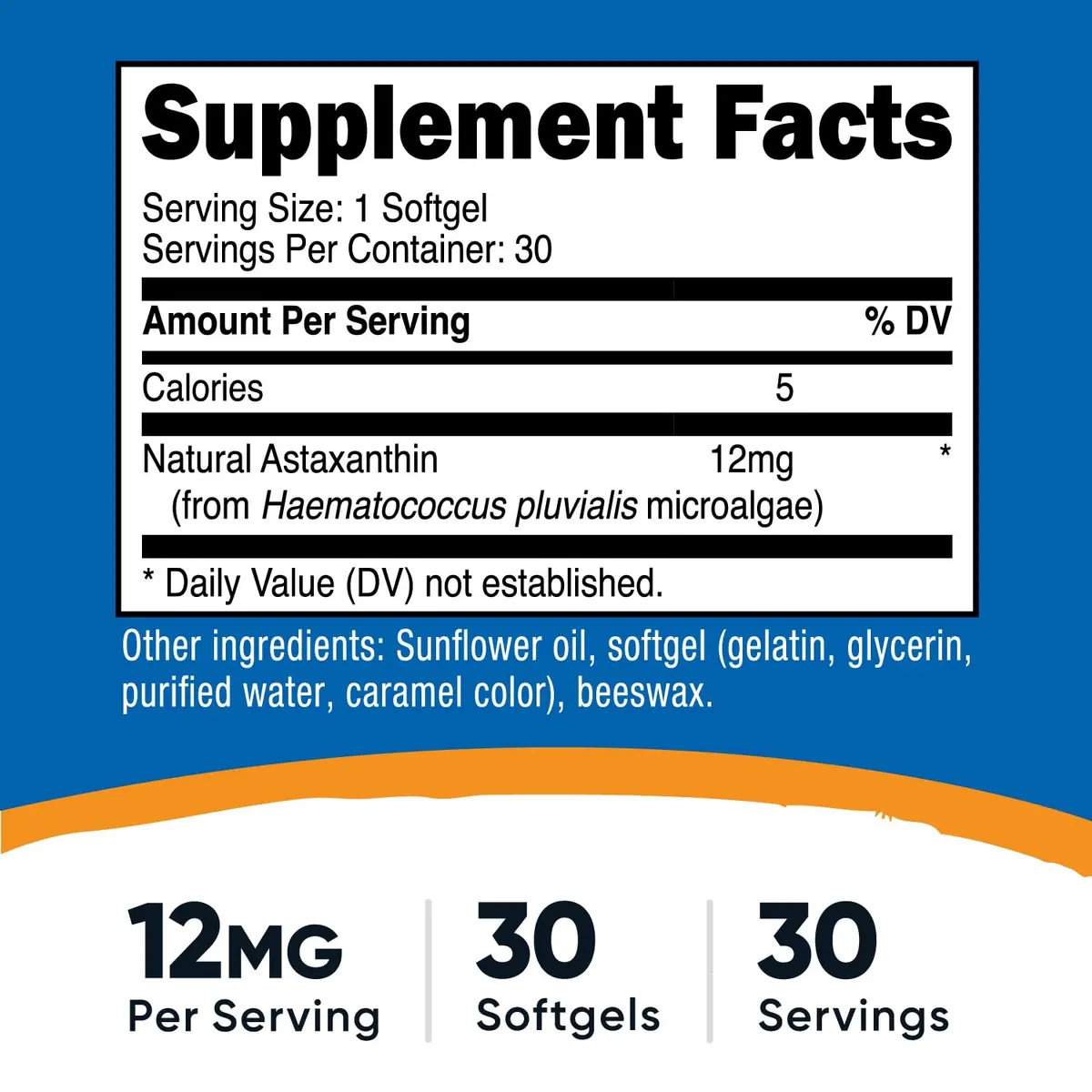 Nutricost Astaxanthin (12mg) 30 Softgels | Gluten-Free Nutritional Supplement for Wellness - view 2