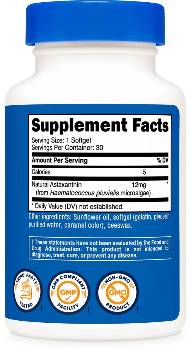 Nutricost Astaxanthin (12mg) 30 Softgels | Gluten-Free Nutritional Supplement for Wellness - view 4