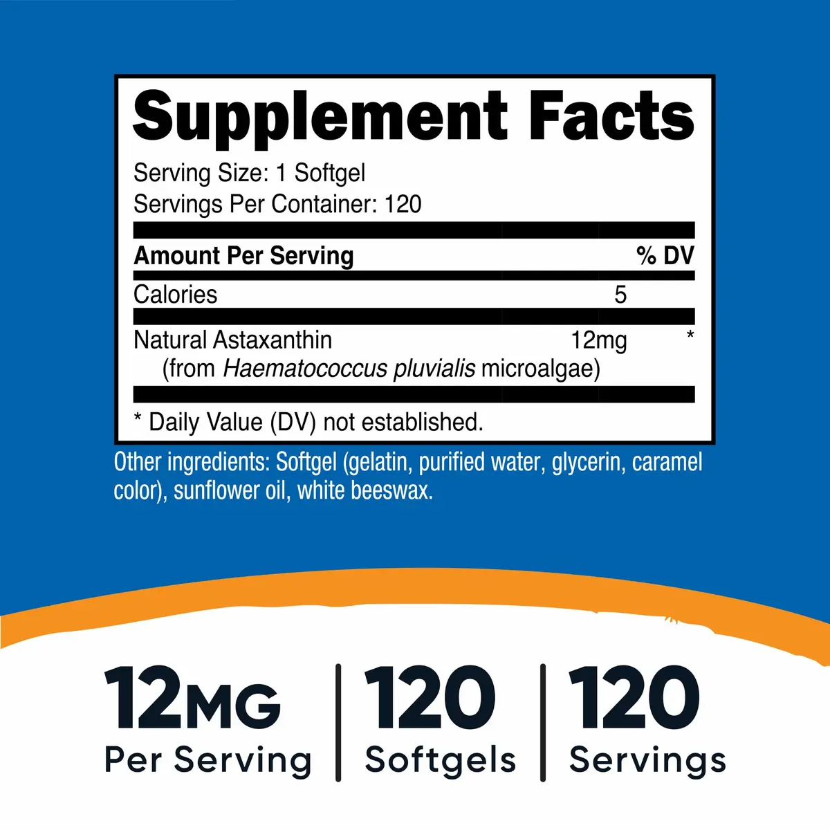 Nutricost Astaxanthin 12mg | 120 Softgels, Unflavored, Gluten-Free, GMO-Free - view 2