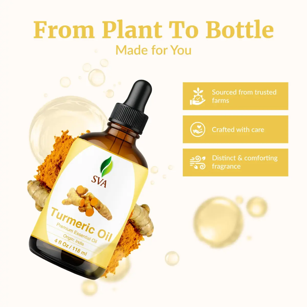 SVA ORGANICS Turmeric Essential Oil, 4 Fl Oz (118 mL) - Pure & Natural - view 4
