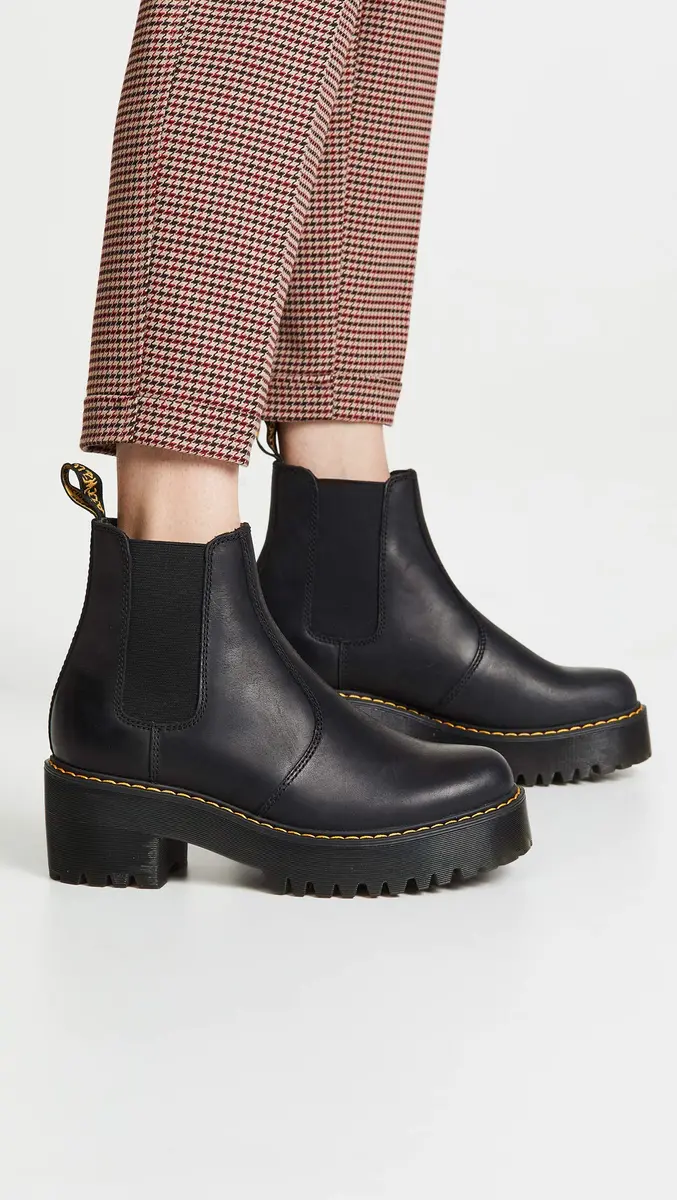 Dr. Martens Rometty Chelsea Boot, Black Burnished Wyoming | Classic Edgy Style for Women - view 2