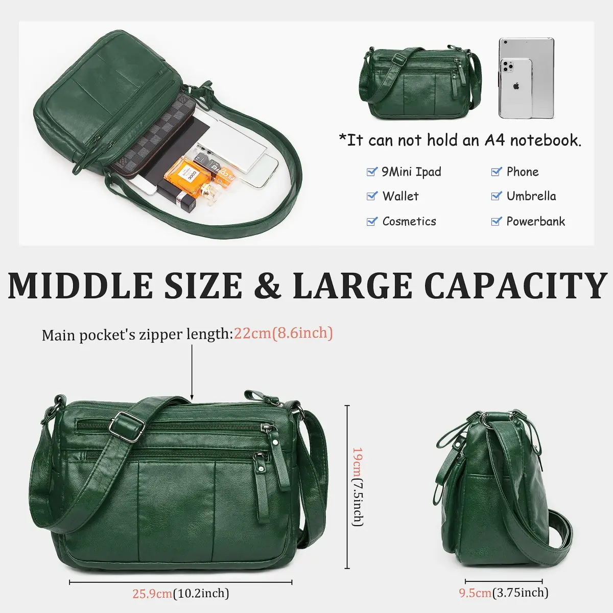 VOLGANIK ROCK Soft PU Leather Shoulder Bag 26cm (10.2") | Versatile Crossbody Purse for Women - view 3