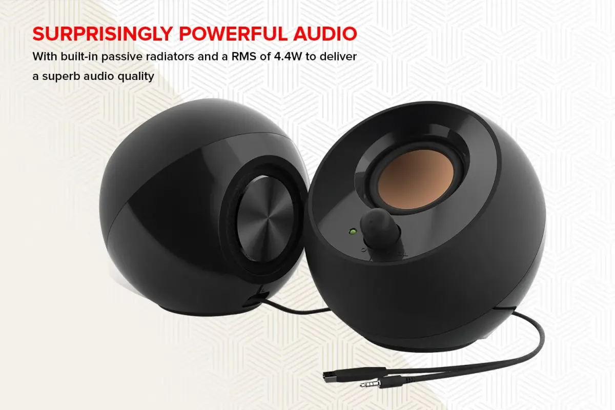 Creative Pebble 2.0 USB Desktop Stereo Speakers White | 4.4W RMS Power, 100 Hz - 17 kHz Frequency Response - view 3