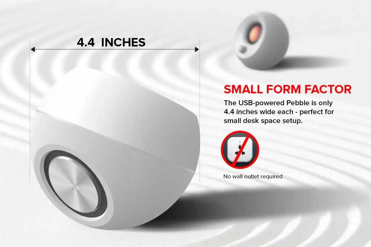 Creative Pebble 2.0 USB Desktop Stereo Speakers White | 4.4W RMS Power, 100 Hz - 17 kHz Frequency Response - view 5
