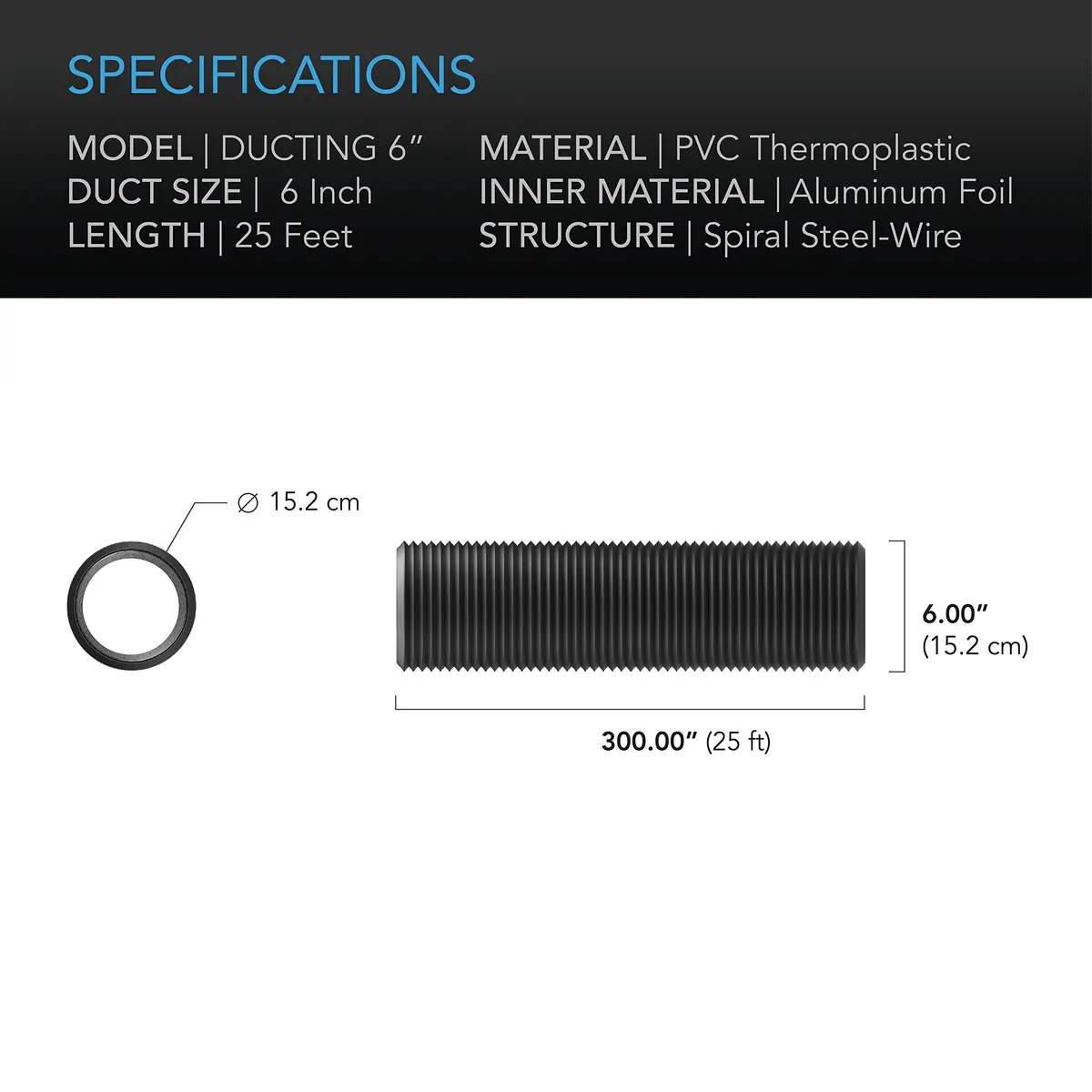 AC Infinity Flexible 6-Inch Aluminum Ducting, 25-Feet Long | Heavy-Duty Four-Layer Protection for HVAC, Dryer, Grow Rooms - view 5