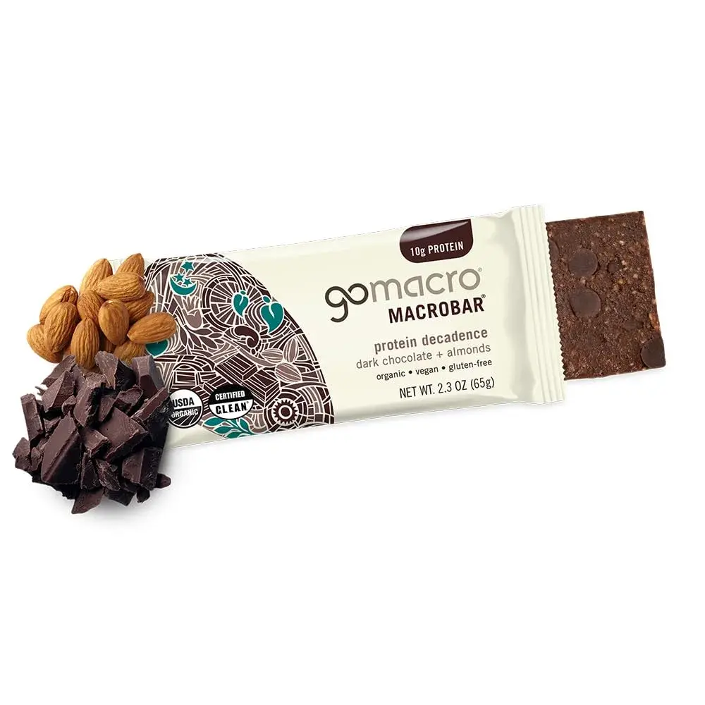 GoMacro Organic Dark Chocolate Almond Macrobar 2.3oz (65g) | 10g Protein Snack Bar - view 2