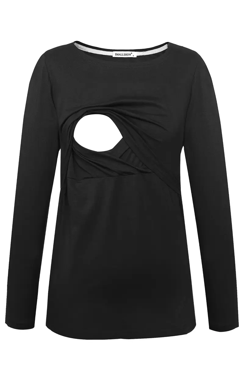 Smallshow Womens 3 Pcs Long Sleeve Maternity Nursing Top | Comfortable, Discreet Feeding Access, Cotton-Modal Blend - view 5
