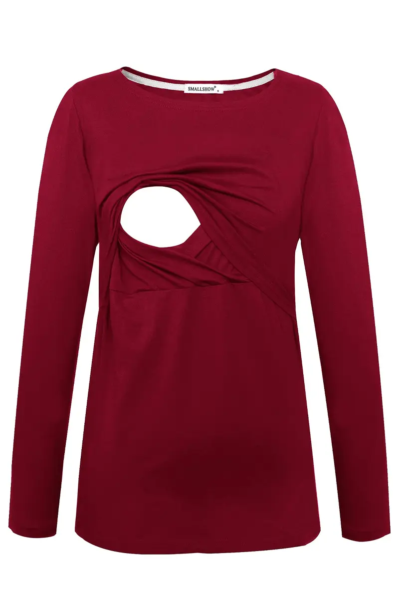 Smallshow Womens 3 Pcs Long Sleeve Maternity Nursing Top | Comfortable, Discreet Feeding Access, Cotton-Modal Blend - view 2