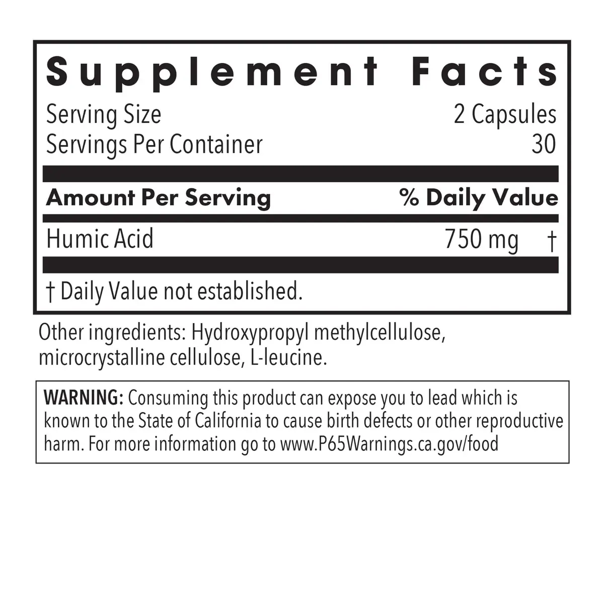 Allergy Research Group ARG Humic Acid 750 mg | Immune & Detox Support | Vegetarian Capsules (60 Count) - view 2