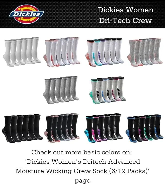 Dickies Women's Dri-Tech Moisture Control Crew Socks | Moisture-Wicking, Supportive, Mid-Calf - view 5