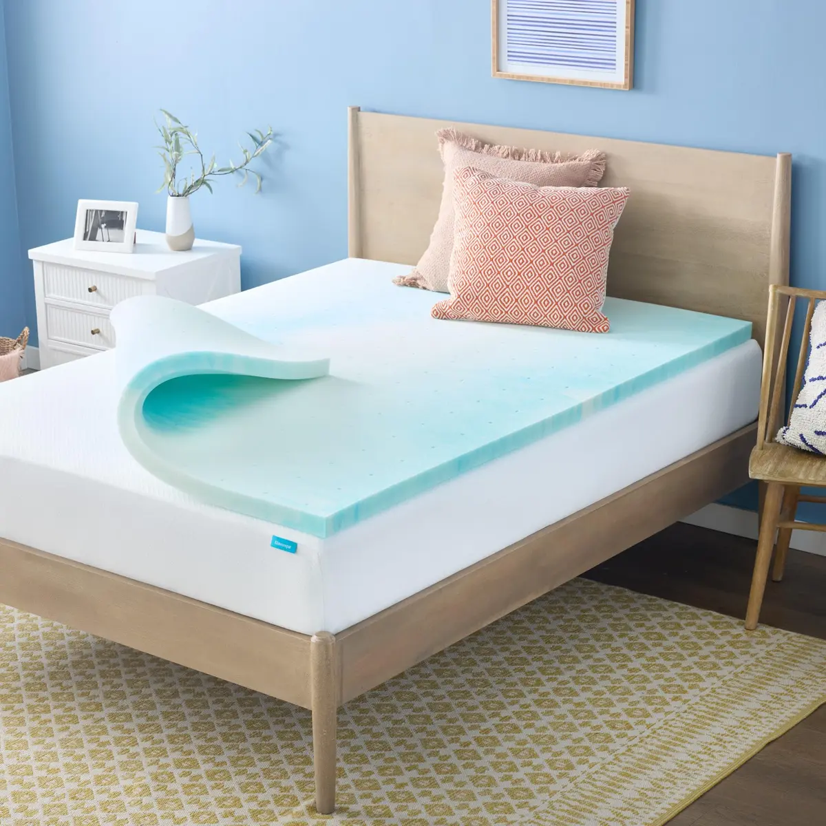 Linenspa 2 Inch Swirl Gel Memory Foam Mattress Topper | Cooling, Full Size - main product image