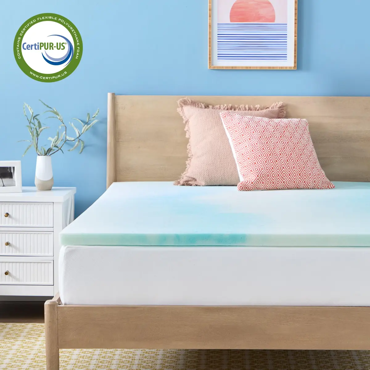 Linenspa 2 Inch Swirl Gel Memory Foam Mattress Topper | Cooling, Full Size - view 7