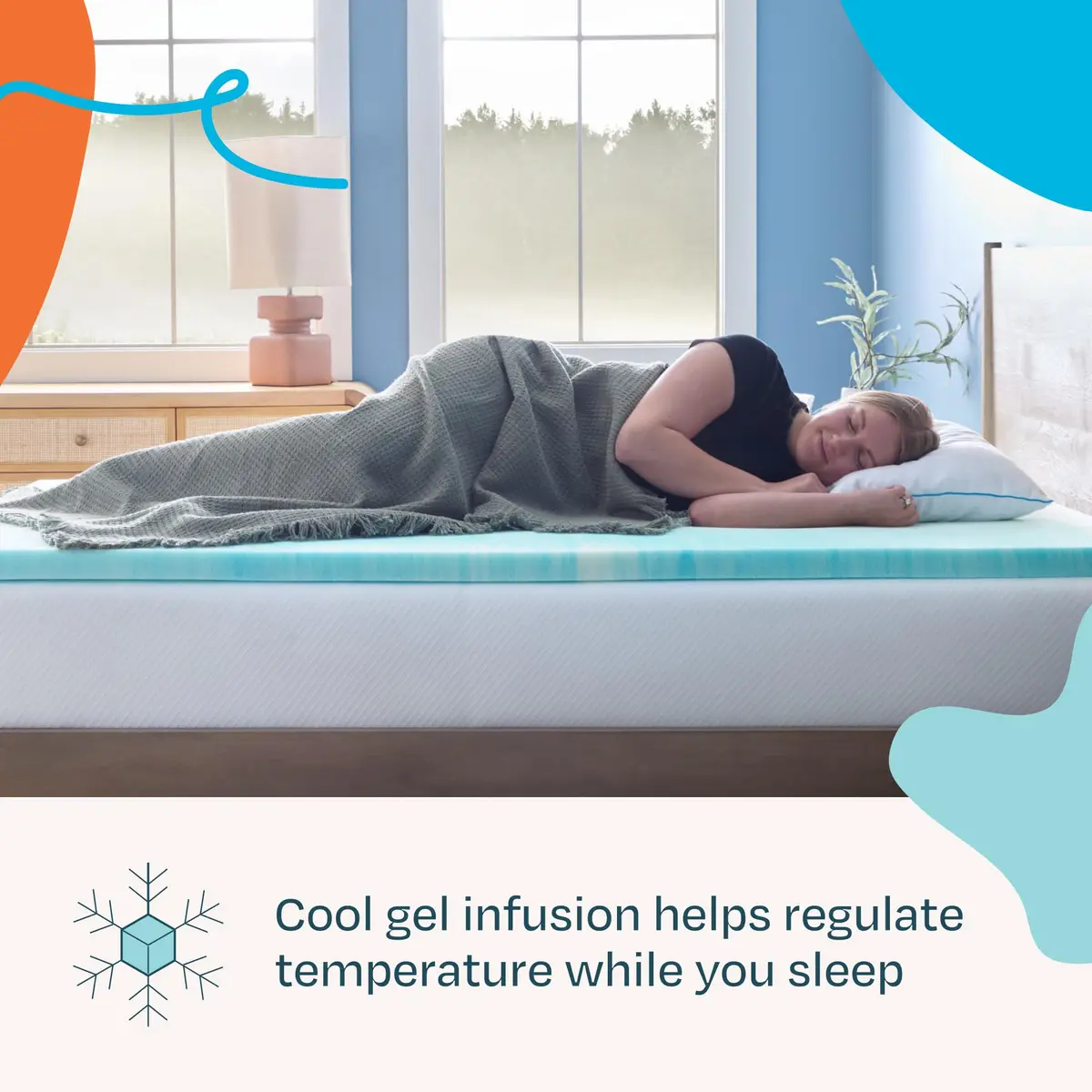 Linenspa 2 Inch Swirl Gel Memory Foam Mattress Topper | Cooling, Full Size - view 2