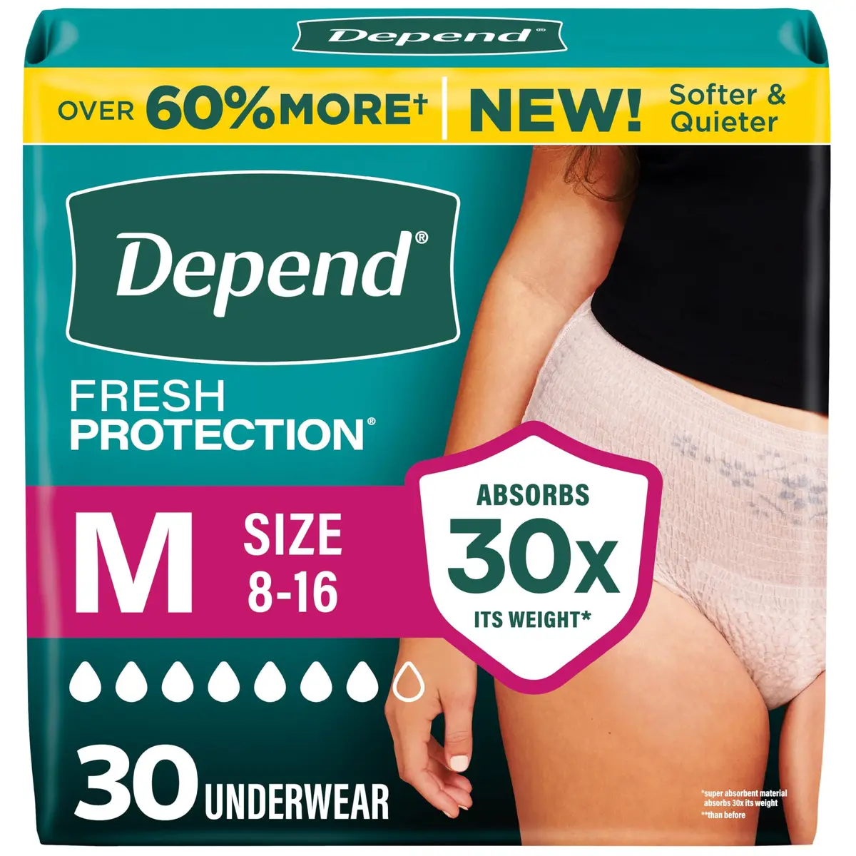 Depend Fresh Protection Adult Diapers for Women Medium | Ultra-Absorbent, Odor-Controlled Comfort (70-120 chars) - main product image