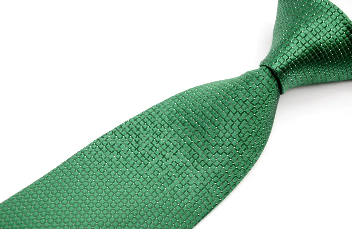 Pisces.goods Classic Plaid Checked Jacquard Woven Men's Tie Necktie (Green) | 148cm x 9cm | Elegant Formal Accessory - view 5
