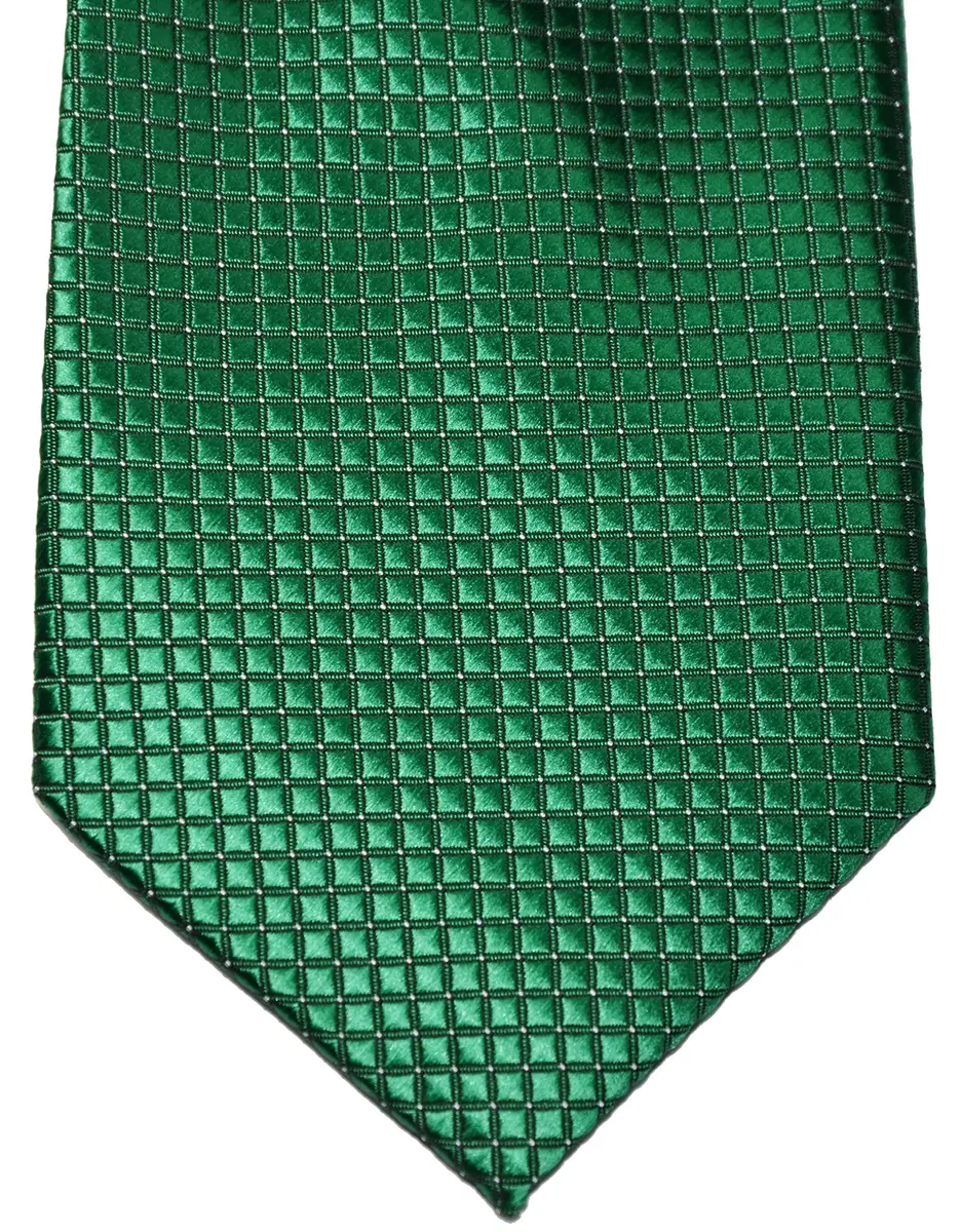 Pisces.goods Classic Plaid Checked Jacquard Woven Men's Tie Necktie (Green) | 148cm x 9cm | Elegant Formal Accessory - view 2