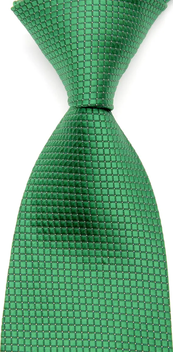 Pisces.goods Classic Plaid Checked Jacquard Woven Men's Tie Necktie (Green) | 148cm x 9cm | Elegant Formal Accessory - view 4